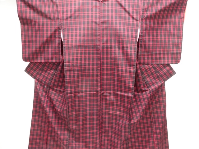 格子織り出し米沢紬着物